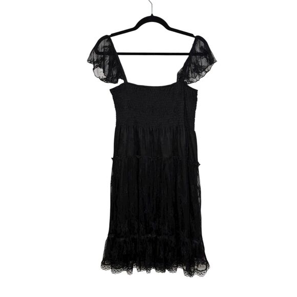 Lapis Women’s Large Smocked Midi Dress Black Lace Elegant Whimsigoth Witchy - Picture 5 of 7